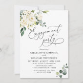 Elegant Eucalyptus White Roses ENGAGTY Kaart (Voorkant)