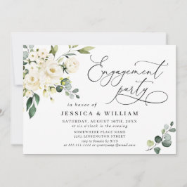 Elegant Eucalyptus White Roses ENGAGTY Kaart