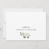 Elegant Eucalyptus White Roses ENGAGTY Kaart (Achterkant)