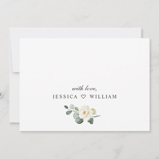 Elegant Eucalyptus White Roses ENGAGTY Kaart (Achterkant)