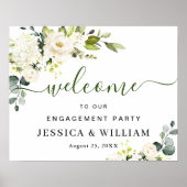 Elegant Eucalyptus White Roses ENGAGTY Poster (Voorkant)
