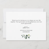 Elegant Eucalyptus White Roses Floral Bedankkaart (Achterkant)