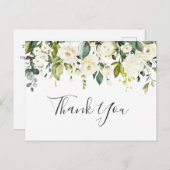 Elegant Eucalyptus White Roses Floral bedankt Briefkaart (Voorkant / Achterkant)
