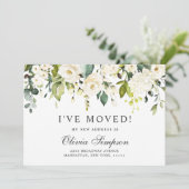 Elegant Eucalyptus White Roses Floral Moving Aankondiging (Staand voorkant)