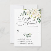 Elegant Eucalyptus White Roses Floral Wedding RSVP Kaartje (Voorkant)