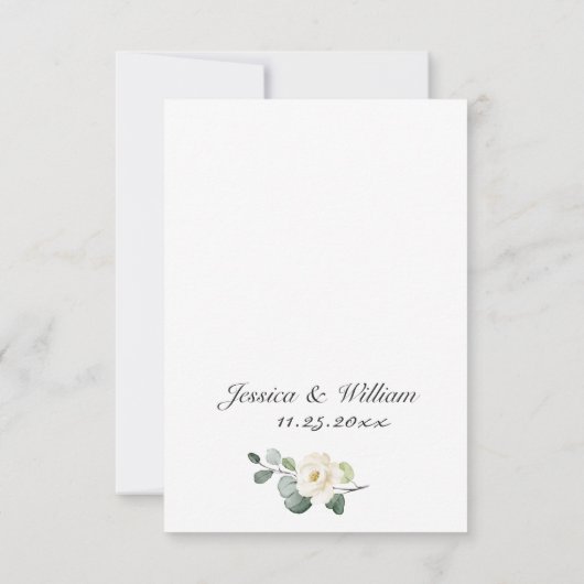 Elegant Eucalyptus White Roses Floral Wedding RSVP Kaartje (Achterkant)
