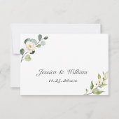 Elegant Eucalyptus White Roses Floral Wedding RSVP Kaartje (Achterkant)