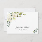 Elegant Eucalyptus White Roses Floral Wedding RSVP Kaartje (Achterkant)