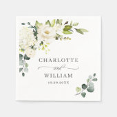 Elegant Eucalyptus White Roses Floral Wedding Servet (Voorkant)