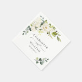 Elegant Eucalyptus White Roses Floral Wedding Servet (Hoek)