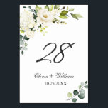 Elegant Eucalyptus White Roses Floral Wedding Tabl Kaart<br><div class="desc">Creëer uw eigen Tabelnummerkaart met deze sjabloon "Elegant Waterverf Eucalyptus Greenery Wedding Table Number" om uw trouwkleuren en stijl aan te passen. Voor verdere aanpassing, te klikken gelieve de "pas verder"verbinding aan en ons ontwerphulpmiddel te gebruiken om deze sjabloon te wijzigen. Als je hulp of overeenkomende objecten nodig hebt, kun...</div>