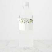 Elegant Eucalyptus White Roses Floral Wedding Waterfles Etiket (Achterkant)