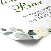 Elegant Eucalyptus White Roses Flower Bar Sign Poster (Hoek)