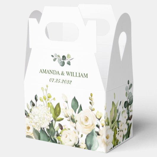 Elegant Eucalyptus White Roses Greenery Wedding Bedankdoosjes (Geopend)