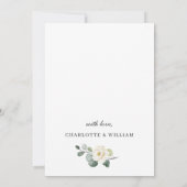 Elegant Eucalyptus White Roses REHEARSAL DINNER Kaart (Achterkant)