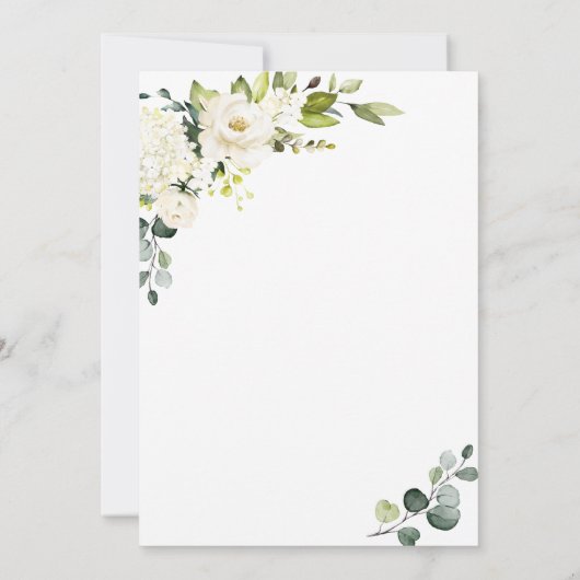 Elegant Eucalyptus White Roses REHEARSAL DINNER Kaart (Achterkant)