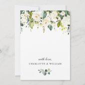 Elegant Eucalyptus White Roses REHEARSAL DINNER Kaart (Achterkant)