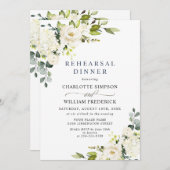 Elegant Eucalyptus White Roses REHEARSAL DINNER Kaart (Voorkant / Achterkant)