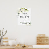 Elegant Eucalyptus White Roses Rehearsal Dinner Poster (Keuken)