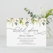 Elegant Eucalyptus White Roses Vrijgezellenfeest Kaart (Staand voorkant)