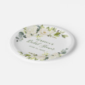 Elegant Eucalyptus White Roses Vrijgezellenfeest Papieren Bordje (Gekanteld)