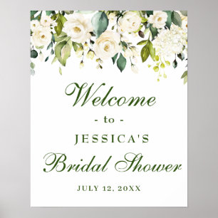 Elegant Eucalyptus White Roses Vrijgezellenfeest Poster