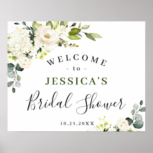Elegant Eucalyptus White Roses VRIJGEZELLENFEEST Poster (Voorkant)