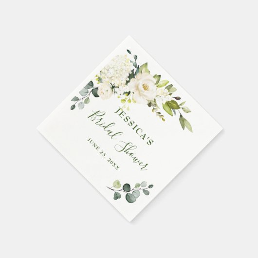 Elegant Eucalyptus White Roses Vrijgezellenfeest Servet (Hoek)