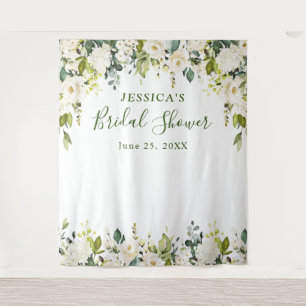 Elegant Eucalyptus White Roses Vrijgezellenfeest T Wandkleed