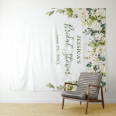 Elegant Eucalyptus White Roses Vrijgezellenfeest Wandkleed (In Situ (horizontaal))