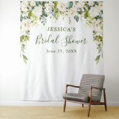 Elegant Eucalyptus White Roses Vrijgezellenfeest Wandkleed (In situ)