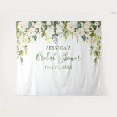 Elegant Eucalyptus White Roses Vrijgezellenfeest Wandkleed (Voorkant (horizontaal))