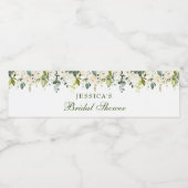 Elegant Eucalyptus White Roses Vrijgezellenfeest Waterfles Etiket (Enkel label)