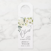 Elegant Eucalyptus White Roses Waterverf Flessenhanger (Voorkant)