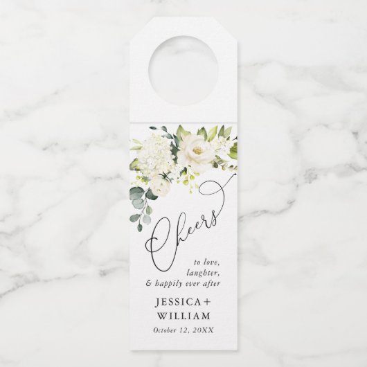 Elegant Eucalyptus White Roses Waterverf Flessenhanger (Achterkant)