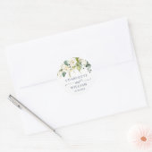 Elegant Eucalyptus White Roses Weddenschap Bedankt Ronde Sticker (Envelop)