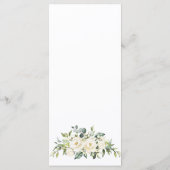 Elegant Eucalyptus White Roses Weddenschap Dinner Menu (Achterkant)