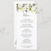 Elegant Eucalyptus White Roses Weddenschap Dinner Menu (Voorkant / Achterkant)