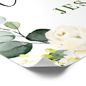 Elegant Eucalyptus White Roses Weddenschap Welkom Poster (Hoek)