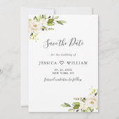 Elegant Eucalyptus White Roses Wedding FOTO Save The Date (Achterkant)