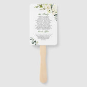 Elegant Eucalyptus White Roses Wedding Program Han Handwaaier (Achterkant)
