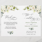 Elegant Eucalyptus White Roses Wedding Programme (Voorkant)
