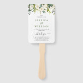 Elegant Eucalyptus White Roses Wedding Programme Handwaaier (Voorkant)
