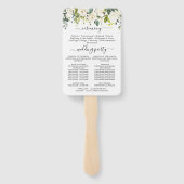 Elegant Eucalyptus White Roses Wedding Programme Handwaaier (Achterkant)