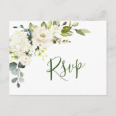 Elegant Eucalyptus White Roses Wedding RSVP Briefkaart (Voorkant)