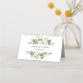 Elegant Eucalyptus White Roses Weduwgoedkaart Plaatskaartje (Achterkant)