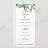 Elegant Eucalyptus White Wedding Programme (Voorkant)