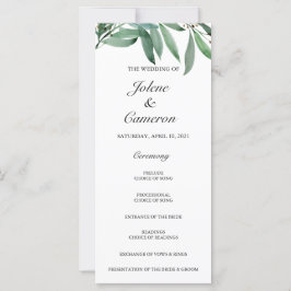 Elegant Eucalyptus White Wedding Programme