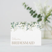 Elegant Eucalyptus wit bruidsmeisje voorstel Kaart (Staand voorkant)