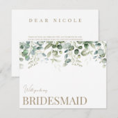 Elegant Eucalyptus wit bruidsmeisje voorstel Kaart (Voorkant / Achterkant)